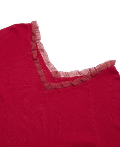 オフショルダーVネックニット 詳細画像 レッド 3