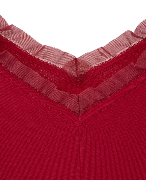 オフショルダーVネックニット 詳細画像 レッド 6