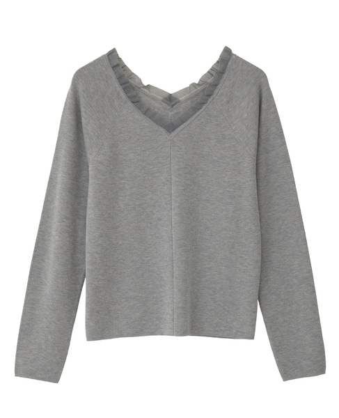 オフショルダーVネックニット 詳細画像 トップグレー 1