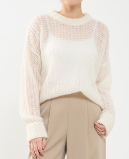 ローゲージシアーモヘヤ混ニットプルオーバー