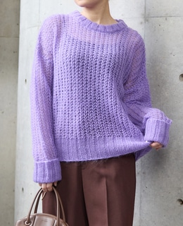 ローゲージシアーモヘヤ混ニットプルオーバー