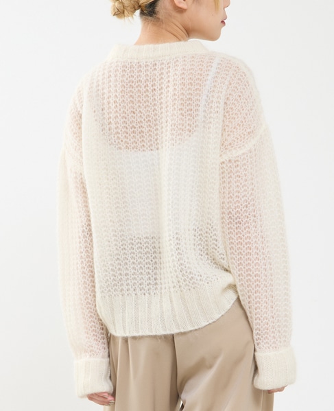 ローゲージシアーモヘヤ混ニットプルオーバー 詳細画像 オフホワイト 2
