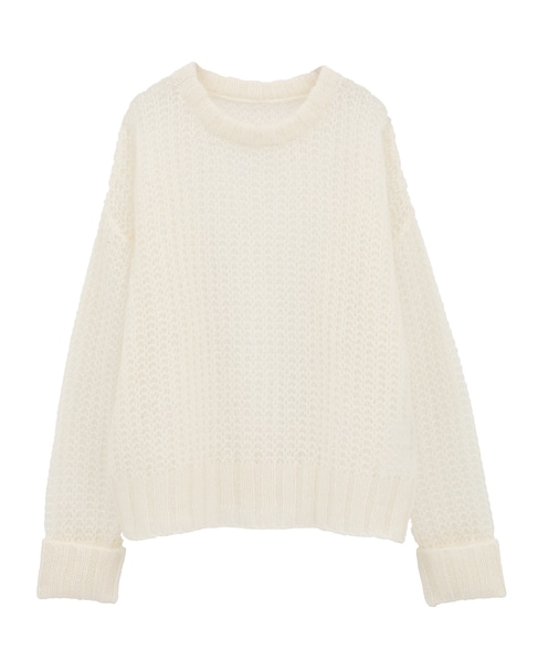 ローゲージシアーモヘヤ混ニットプルオーバー 詳細画像 オフホワイト 7