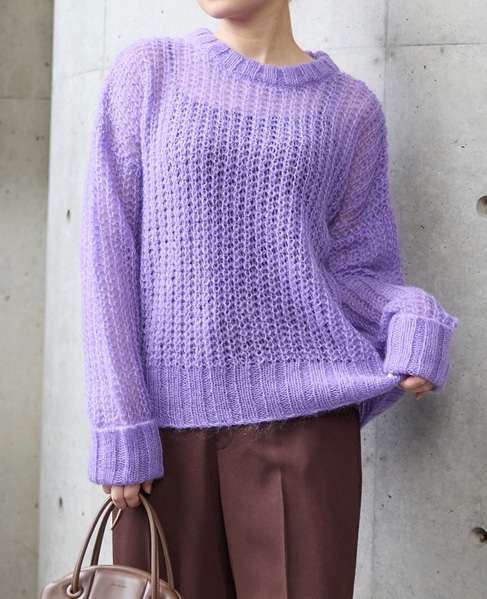 ローゲージシアーモヘヤ混ニットプルオーバー 詳細画像 パープル 1