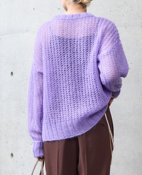 ローゲージシアーモヘヤ混ニットプルオーバー 詳細画像 パープル 2
