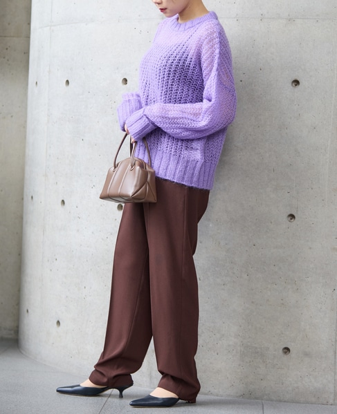 ローゲージシアーモヘヤ混ニットプルオーバー 詳細画像 パープル 4