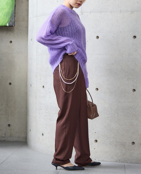 ローゲージシアーモヘヤ混ニットプルオーバー 詳細画像 パープル 7