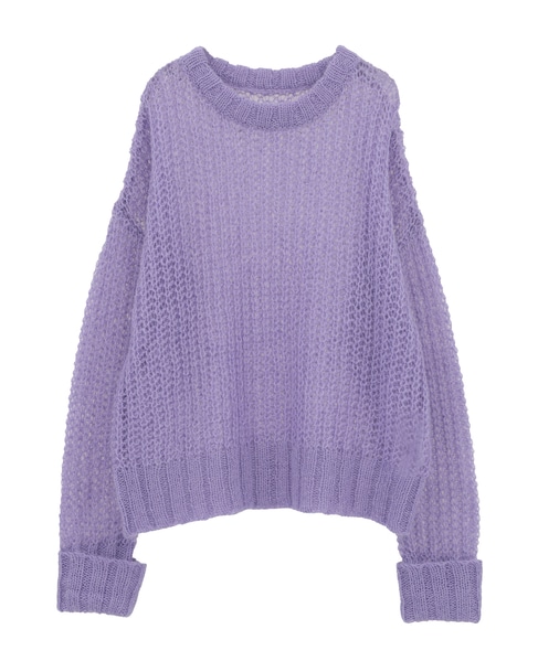 ローゲージシアーモヘヤ混ニットプルオーバー 詳細画像 パープル 9