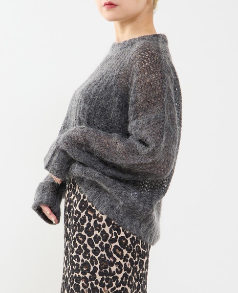 ローゲージシアーモヘヤ混ニットプルオーバー 詳細画像 チャコールグレー 2