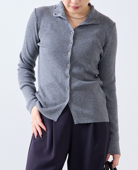 釦開きタートルニット 詳細画像 トップグレー 1