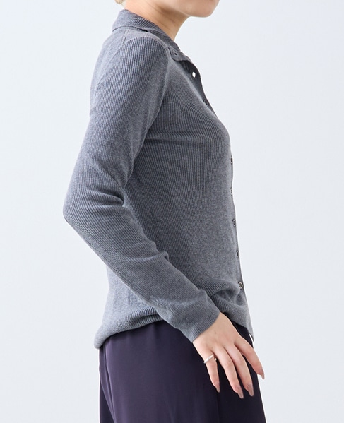 釦開きタートルニット 詳細画像 トップグレー 2