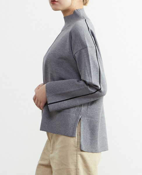 ライン入りニット 詳細画像 トップグレー 2