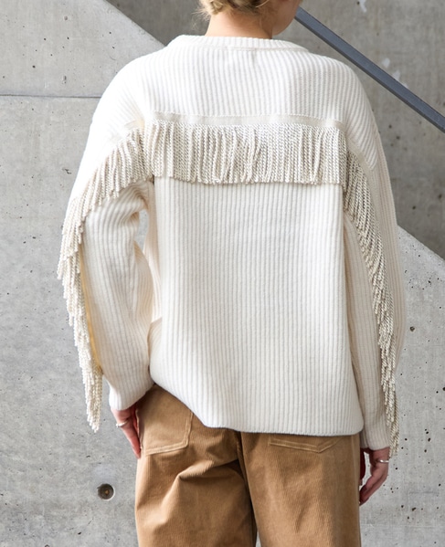 フリンジ付きニット 詳細画像 オフホワイト 1