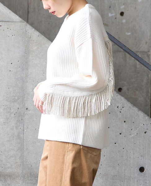 フリンジ付きニット 詳細画像 オフホワイト 2