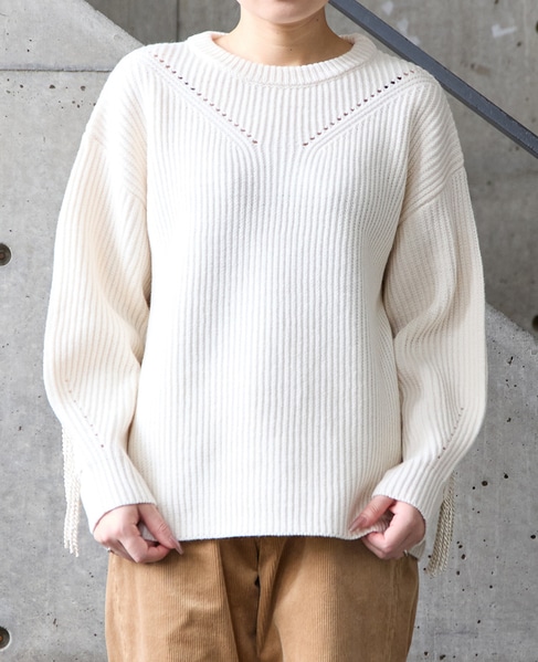 フリンジ付きニット 詳細画像 オフホワイト 3