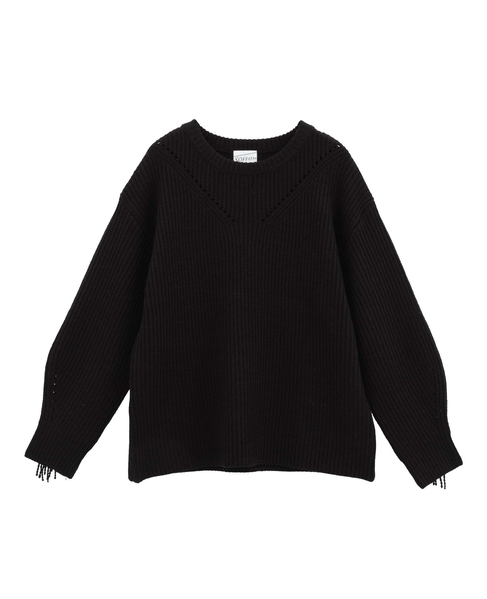 フリンジ付きニット 詳細画像 ブラック 10