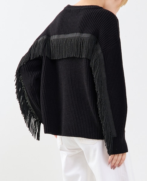 フリンジ付きニット 詳細画像 ブラック 2