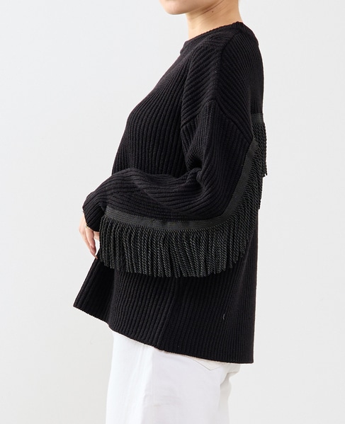 フリンジ付きニット 詳細画像 ブラック 3