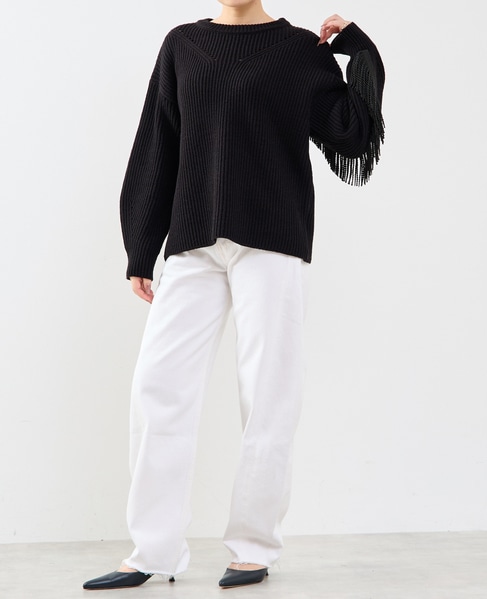 フリンジ付きニット 詳細画像 ブラック 4