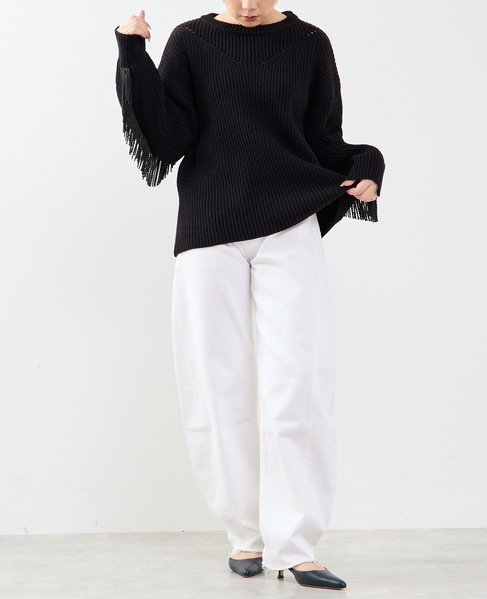フリンジ付きニット 詳細画像 ブラック 5