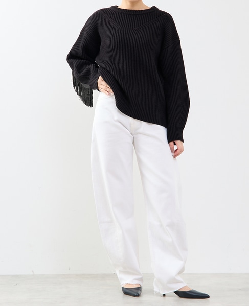 フリンジ付きニット 詳細画像 ブラック 6