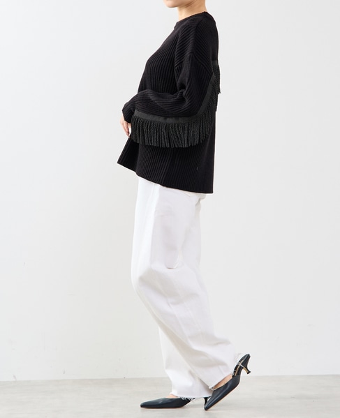 フリンジ付きニット 詳細画像 ブラック 7