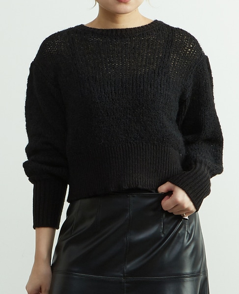 リボンヤーンプルオーバーニット 詳細画像 ブラック 1