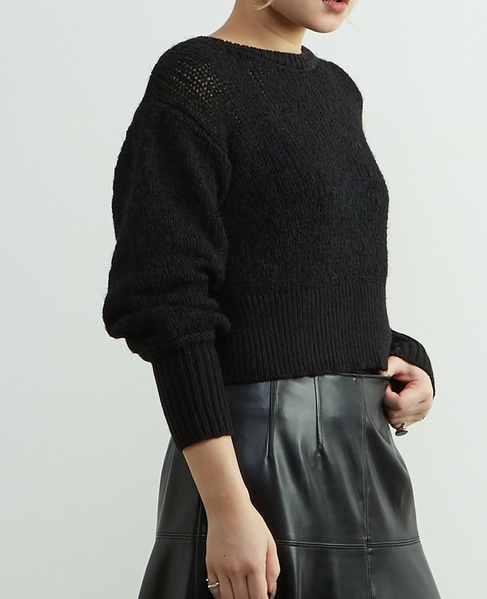 リボンヤーンプルオーバーニット 詳細画像 ブラック 2