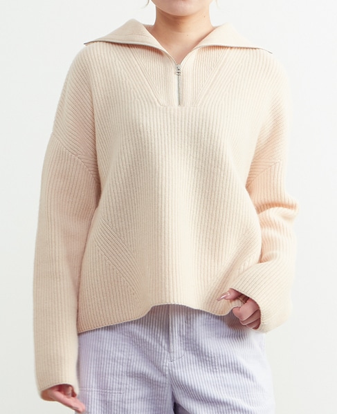 【A_/エース】ウールジッププルオーバー