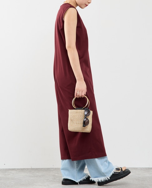 ノースリーブ深スリットカットソーワンピース 詳細画像 ボルドー 4