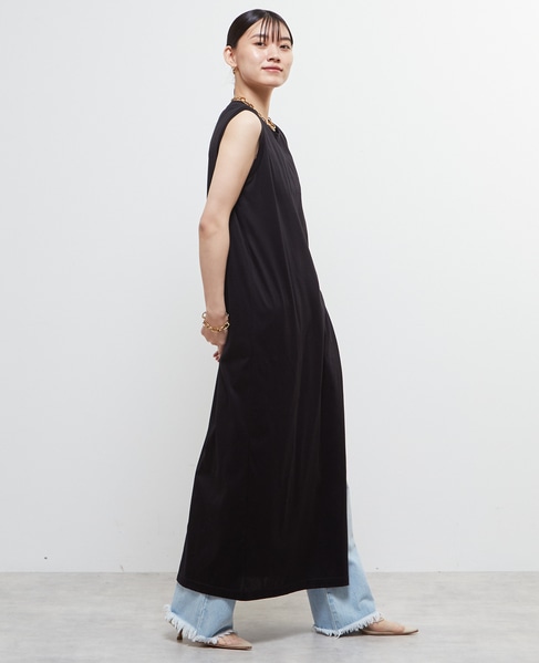 ノースリーブ深スリットカットソーワンピース 詳細画像 ブラック 5