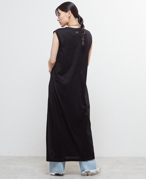 ノースリーブ深スリットカットソーワンピース 詳細画像 ブラック 6