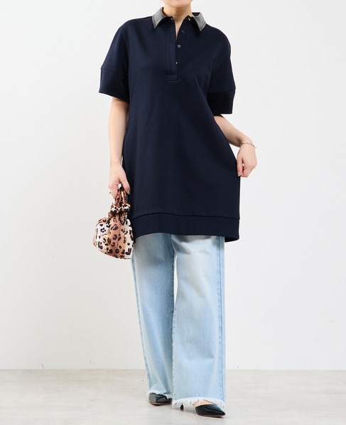 裏毛サイドスリットミニワンピース 詳細画像 ダークネイビー 1