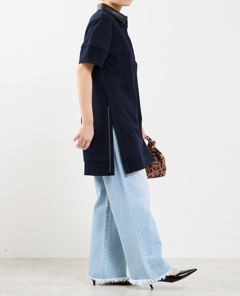 裏毛サイドスリットミニワンピース 詳細画像 ダークネイビー 3