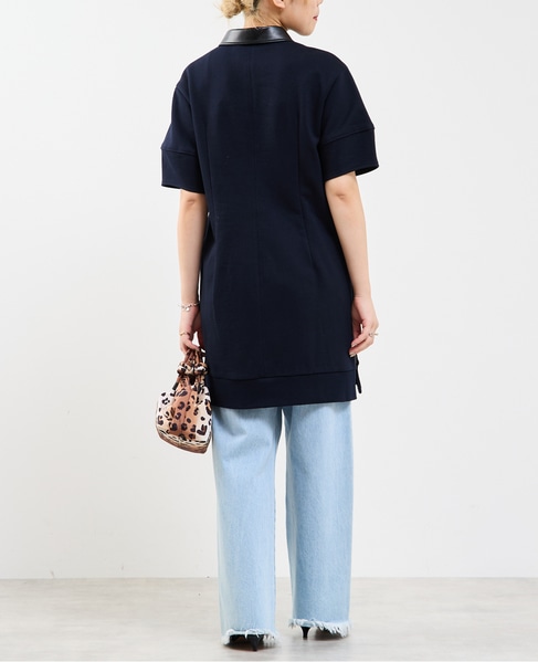 裏毛サイドスリットミニワンピース 詳細画像 ダークネイビー 6