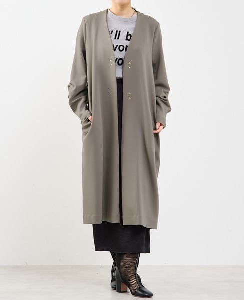 《定番》ノーカラータックスリーブコート 詳細画像 モカ 1