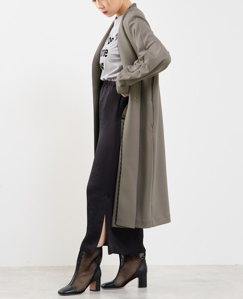 《定番》ノーカラータックスリーブコート 詳細画像 モカ 3