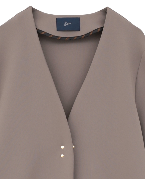 《定番》ノーカラータックスリーブコート 詳細画像 モカ 9