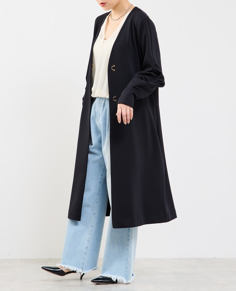 《定番》ノーカラータックスリーブコート 詳細画像 ブラック 2