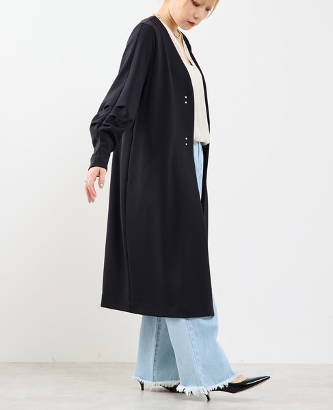 《定番》ノーカラータックスリーブコート 詳細画像 ブラック 6