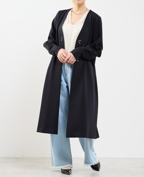 《定番》ノーカラータックスリーブコート 詳細画像 ブラック 7