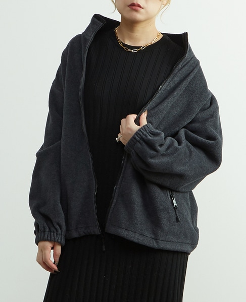 ジップ付きオーバーサイズフリースブルゾン 詳細画像 チャコールグレー 1