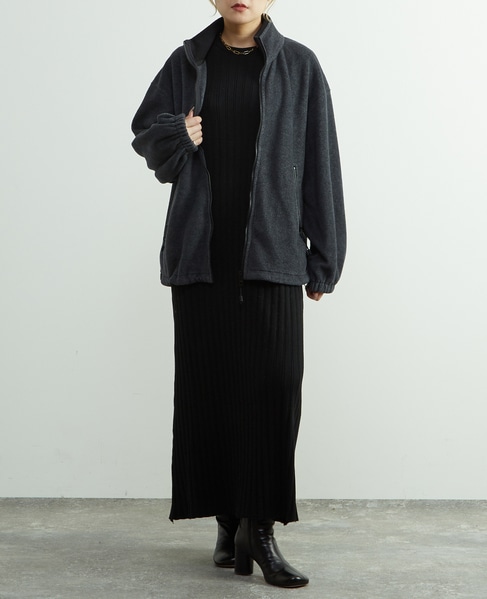 ジップ付きオーバーサイズフリースブルゾン 詳細画像 チャコールグレー 4