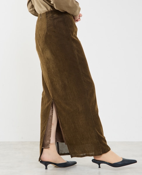 フロッキーチュールストレッチスカート 詳細画像 カーキ 3