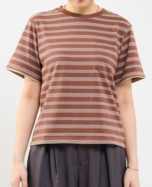 コットンボーダー半袖Tシャツ 詳細画像 ブラウン系その他 1