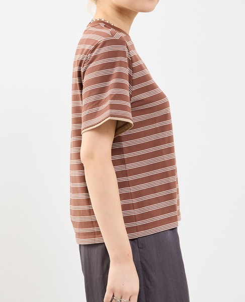 コットンボーダー半袖Tシャツ 詳細画像 ブラウン系その他 5