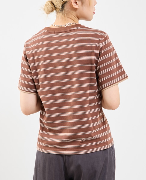 コットンボーダー半袖Tシャツ 詳細画像 ブラウン系その他 6