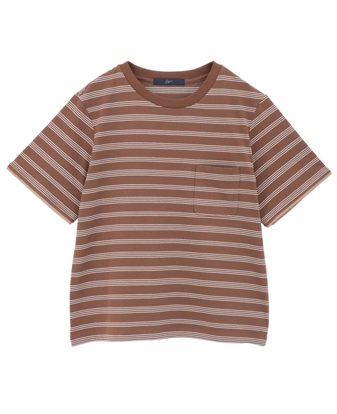 コットンボーダー半袖Tシャツ 詳細画像 ブラウン系その他 7