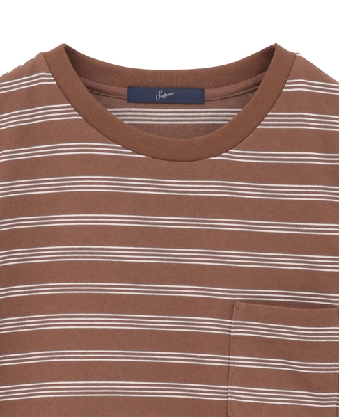 コットンボーダー半袖Tシャツ 詳細画像 ブラウン系その他 9