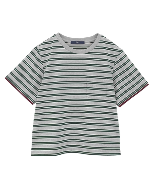 コットンボーダー半袖Tシャツ 詳細画像 グレー系その他 10